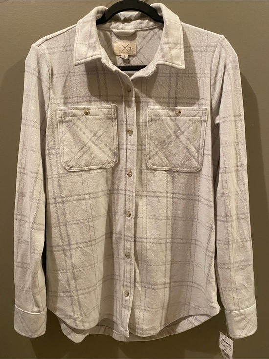 Thread & Supply Tops - Thread & Supply-Women’s Size Small, Cream and Light Gray Plaid Shacket, NWT